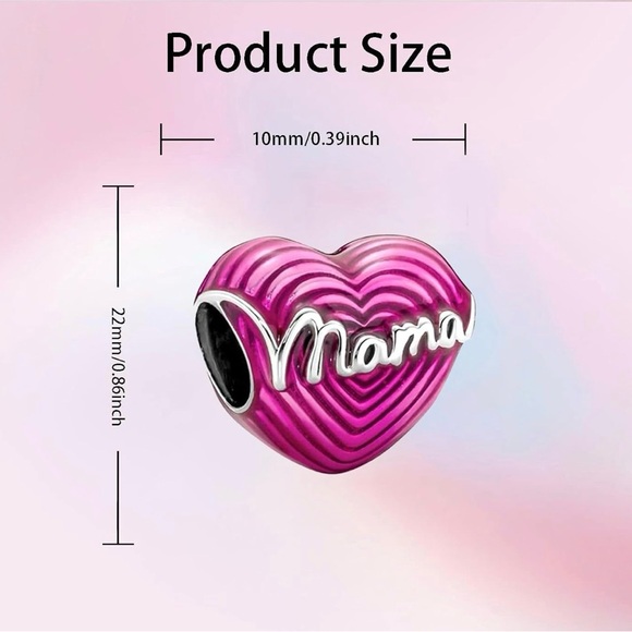 Pink Heart 'Mama' Charm with Silver Accents - Picture 6 of 7
